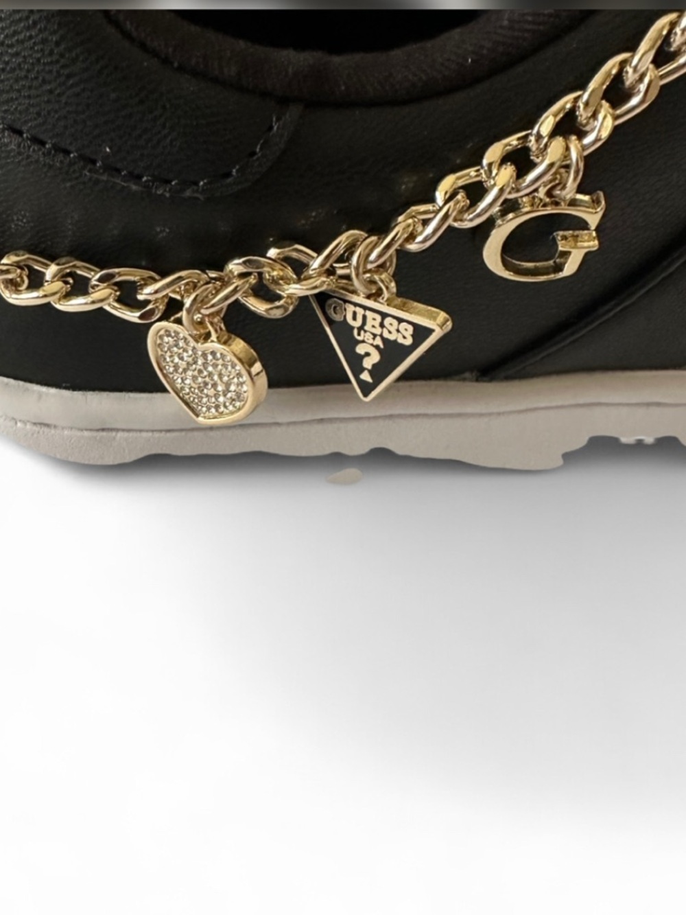 GUESS Black Sneakers with Gold Charm Chain - Picture 7 of 16